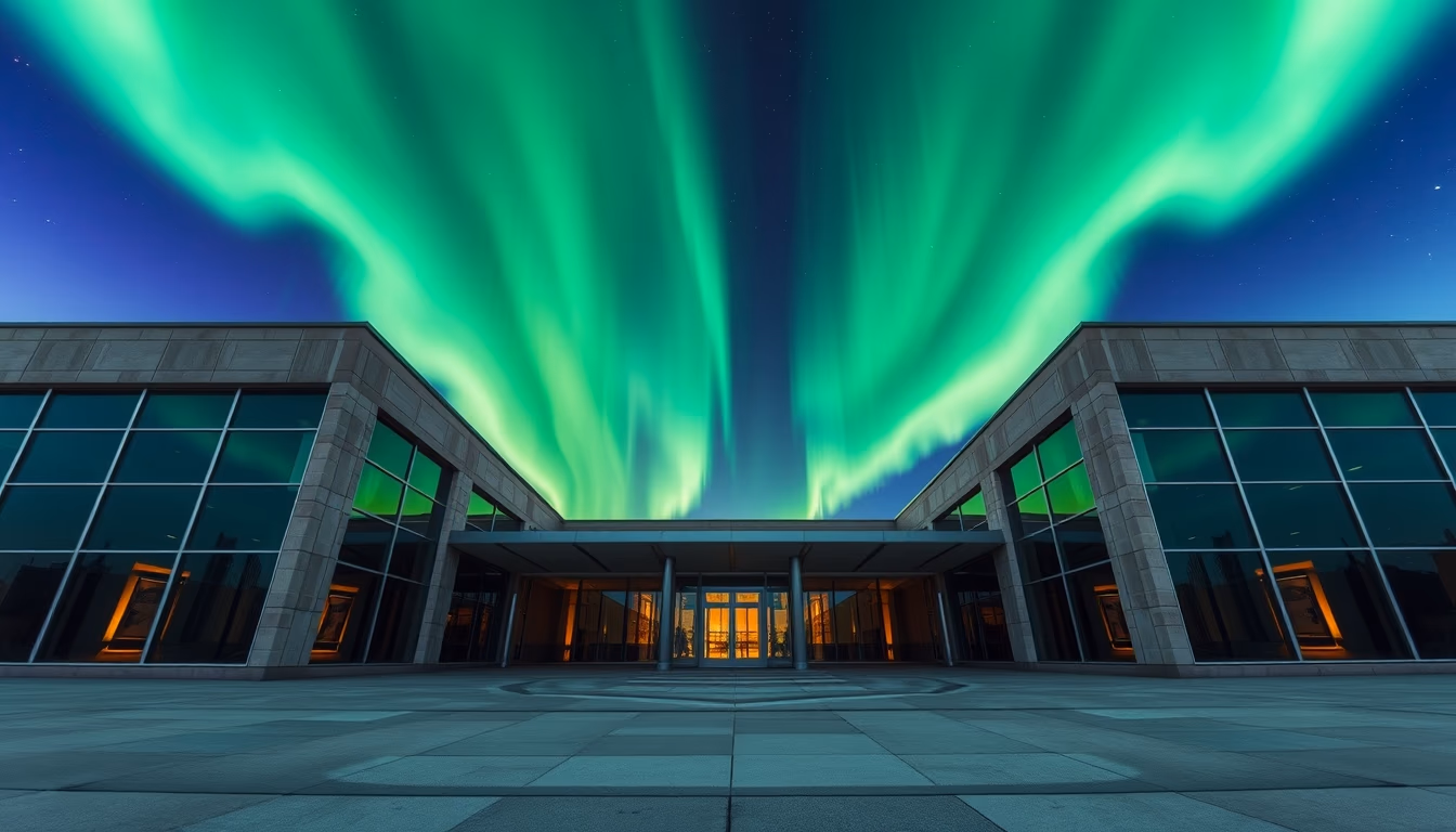 aurora borealis green sky in editorial style