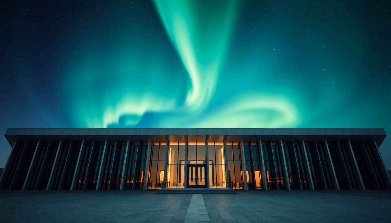 Aurora borealis green sky em estilo editorial