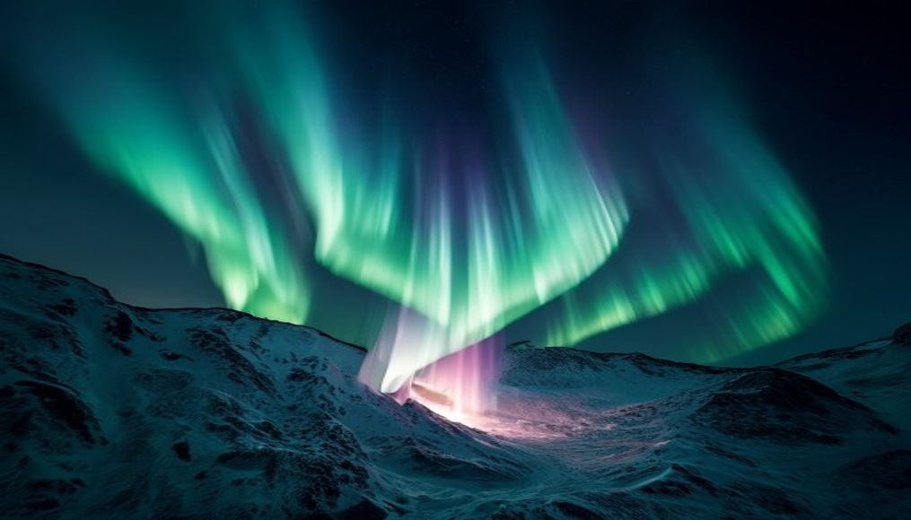 aurora pillar dance in editorial style
