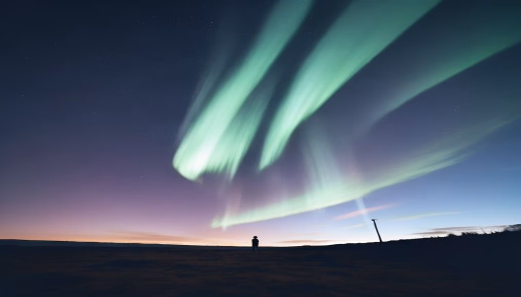 aurora pillar dance in editorial style