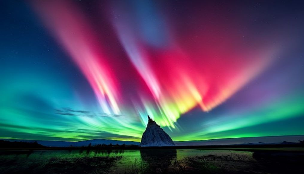 aurora pillar dance in editorial style