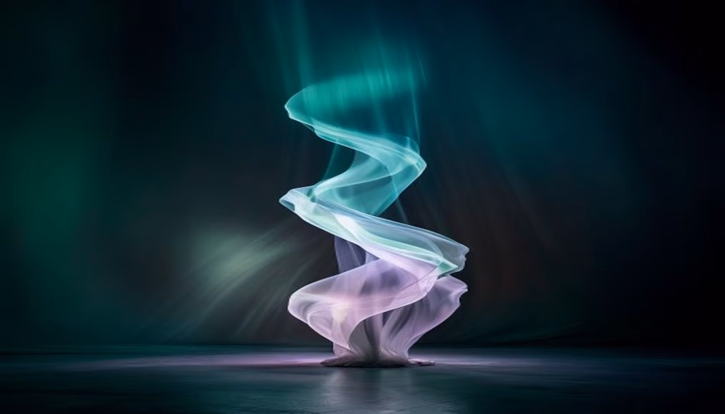 aurora pillar dance in editorial style