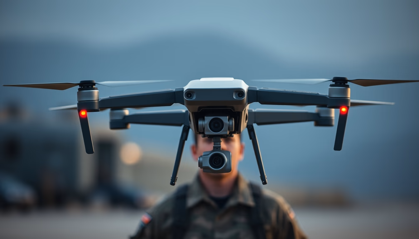 autonomous drone military in editorial style