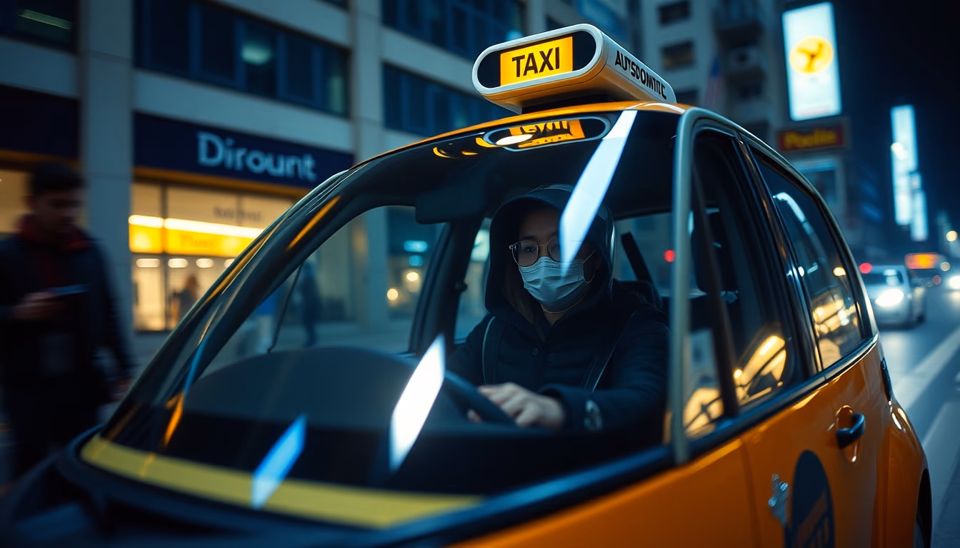 autonomous taxi modern in editorial style