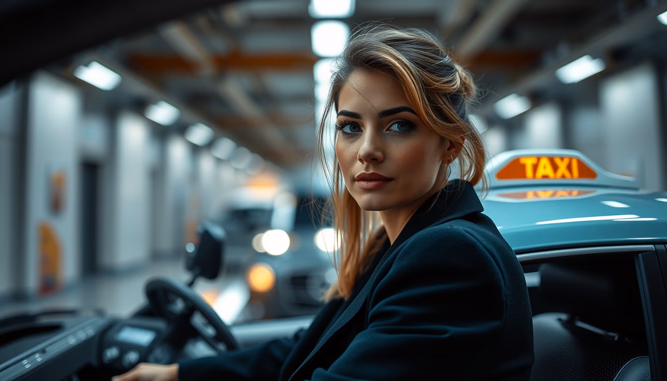 autonomous taxi modern in editorial style