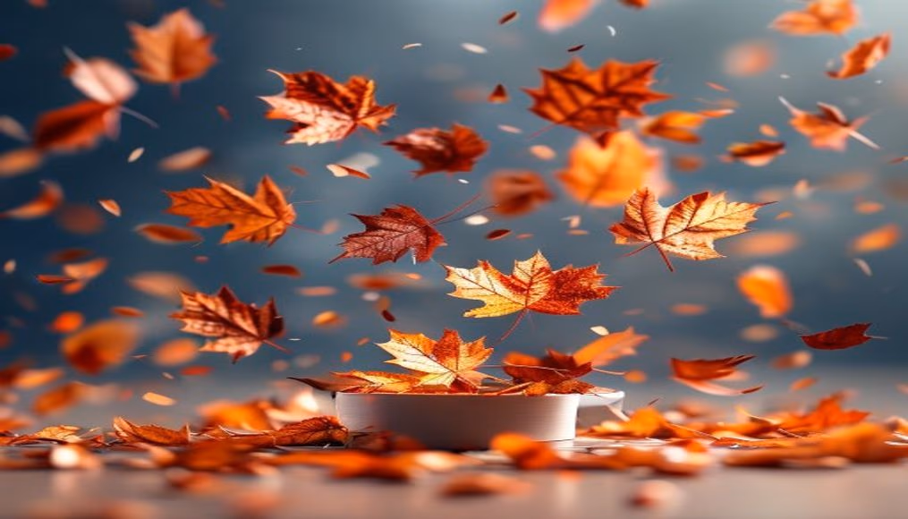 Autumn leaves falling em estilo editorial
