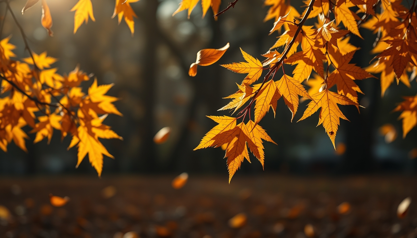 autumn leaves falling in editorial style