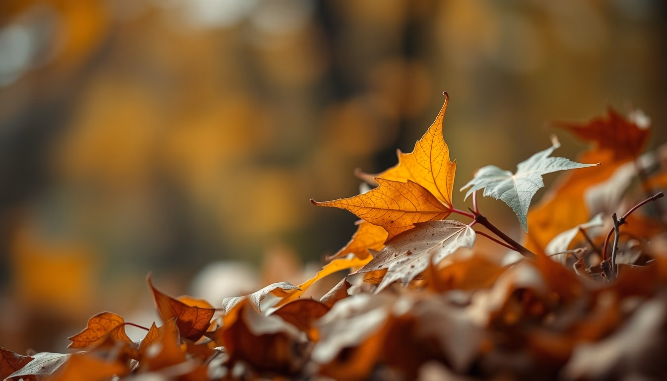 autumn leaves falling in editorial style