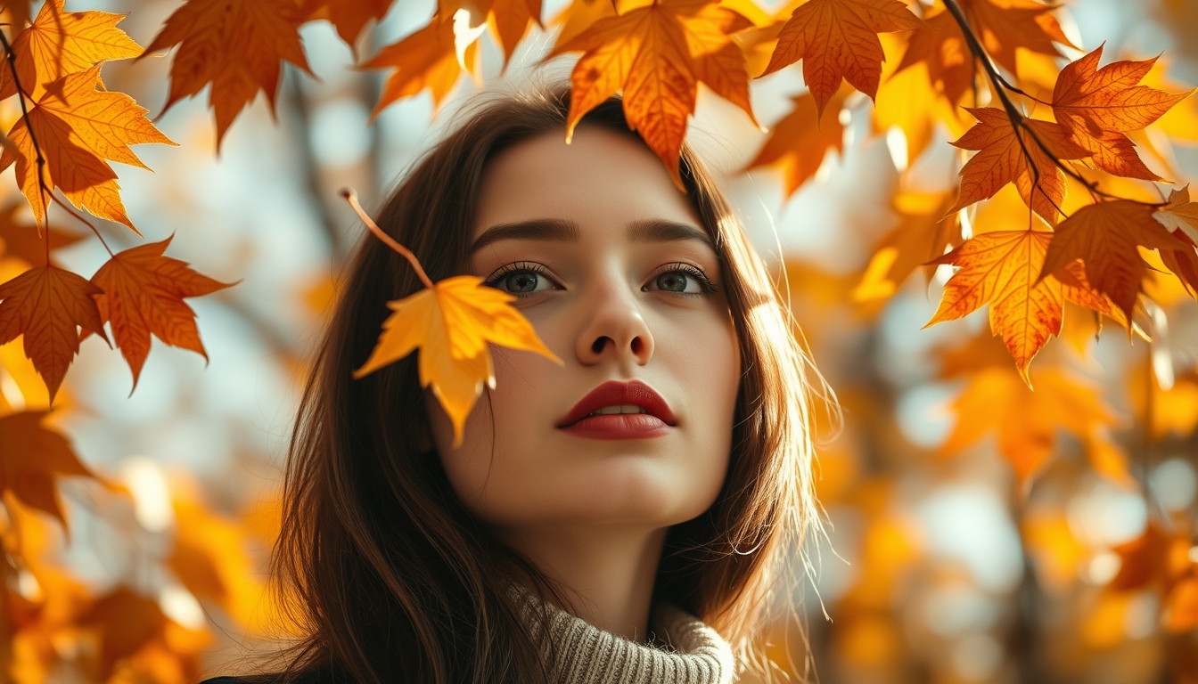 autumn leaves falling in editorial style