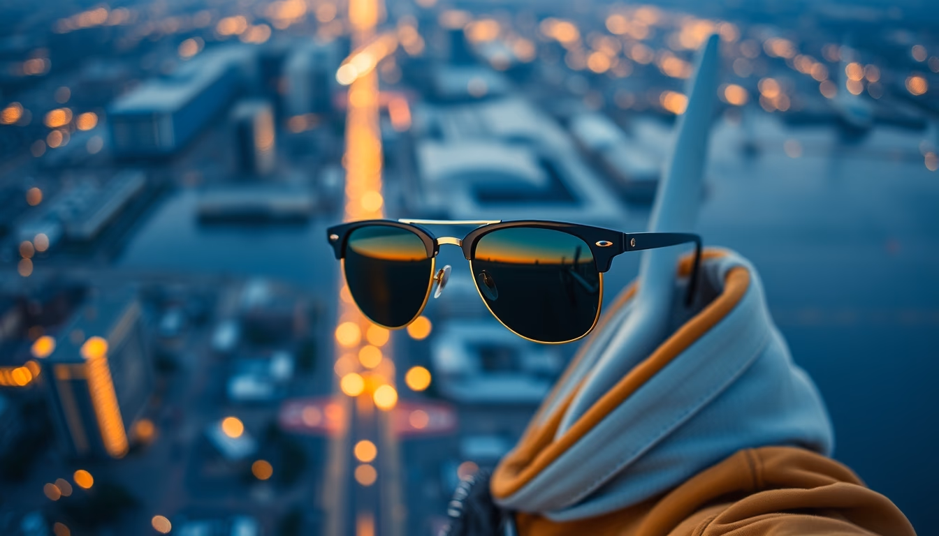aviator gold ray ban in editorial style