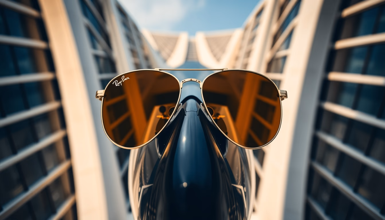aviator gold ray ban in editorial style