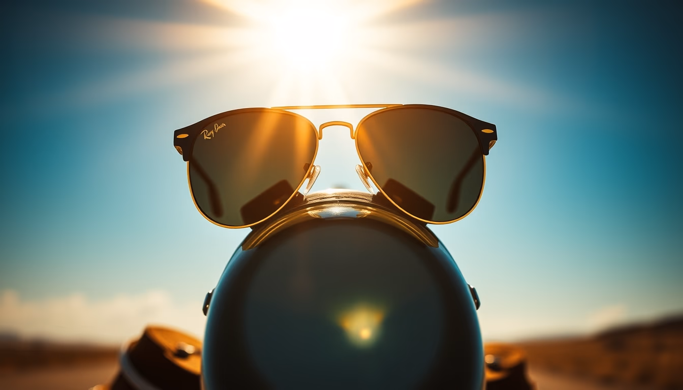 aviator gold ray ban in editorial style