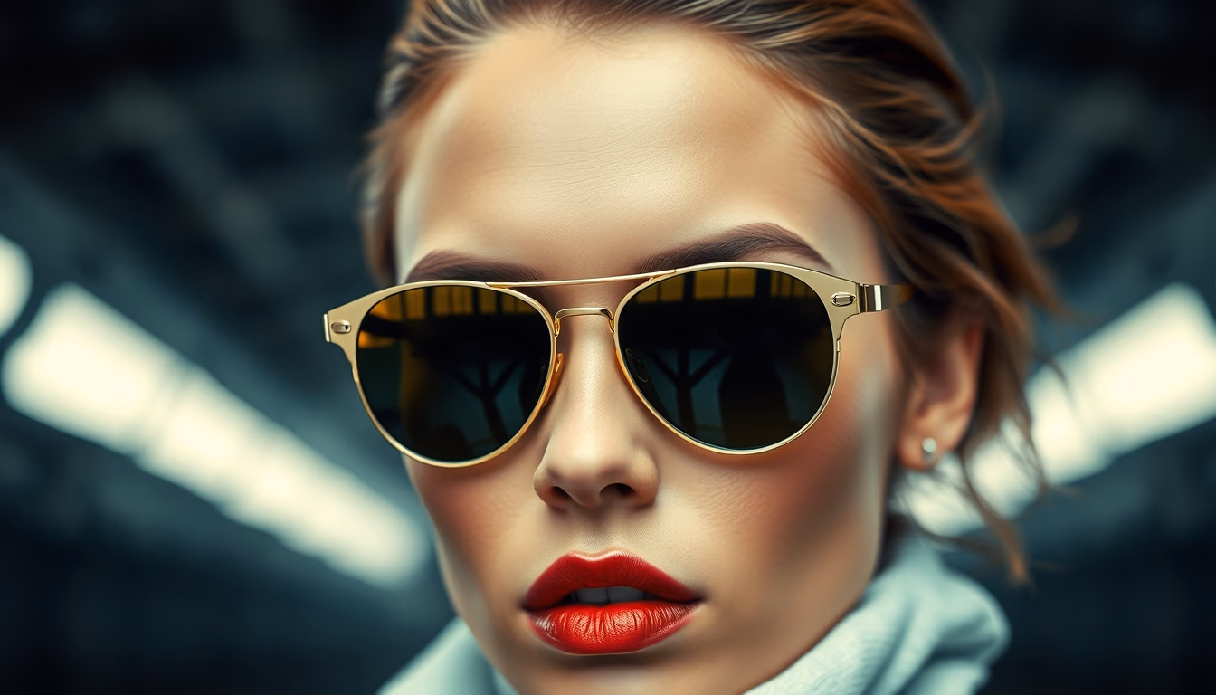 aviator gold ray ban in editorial style