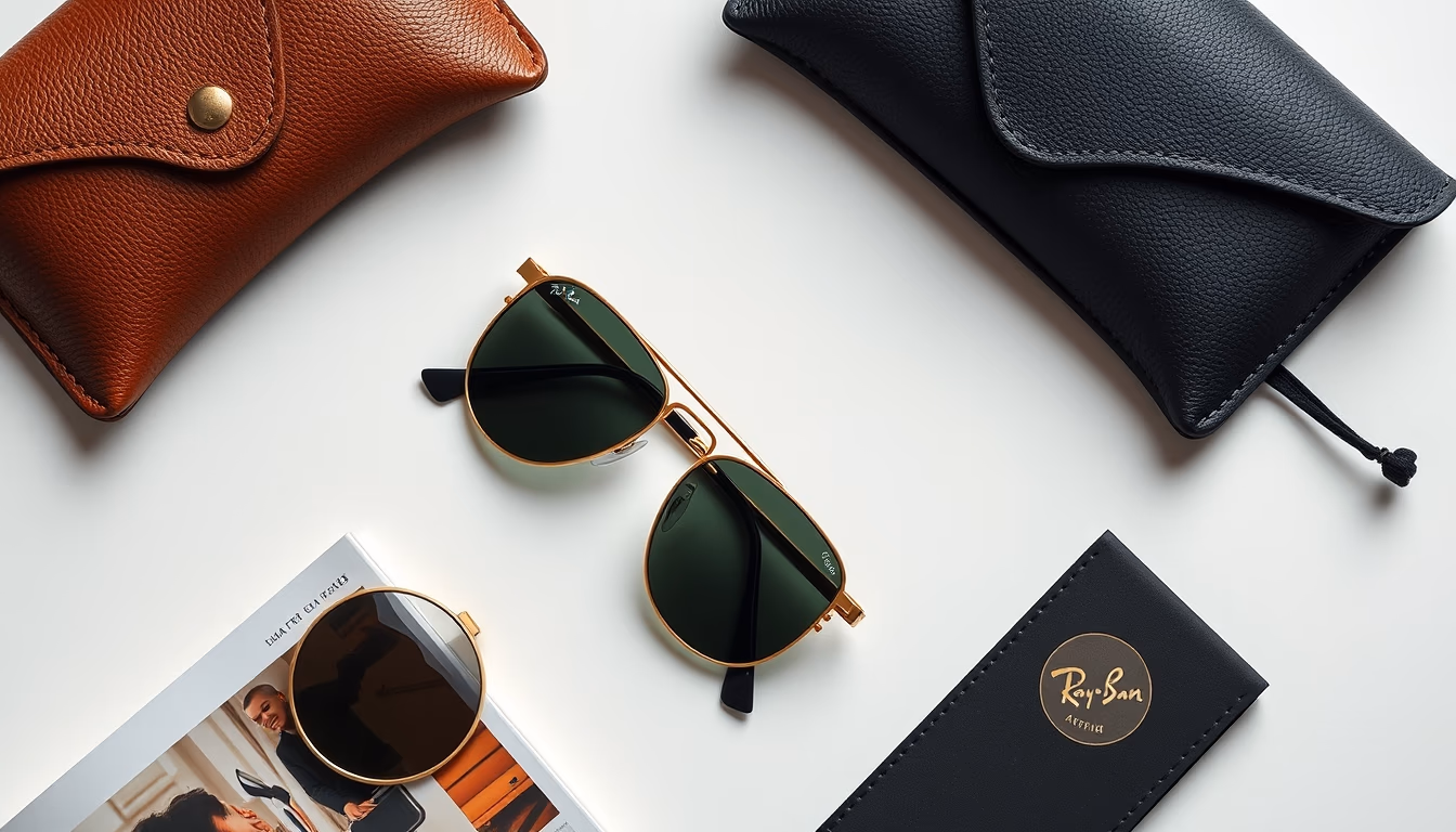 aviator gold ray ban in editorial style