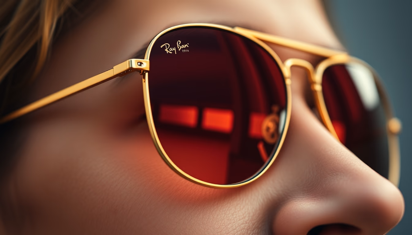 aviator gold ray ban in editorial style
