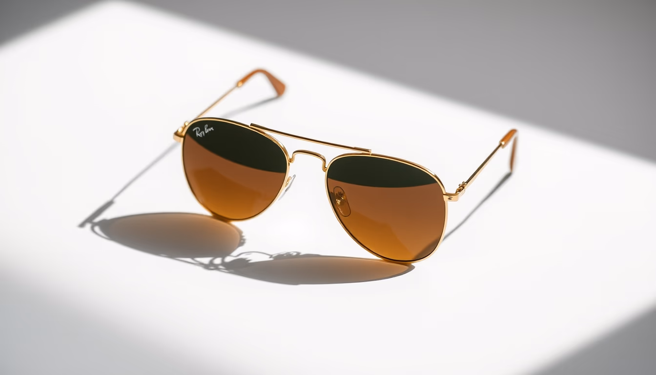 aviator gold ray ban in editorial style