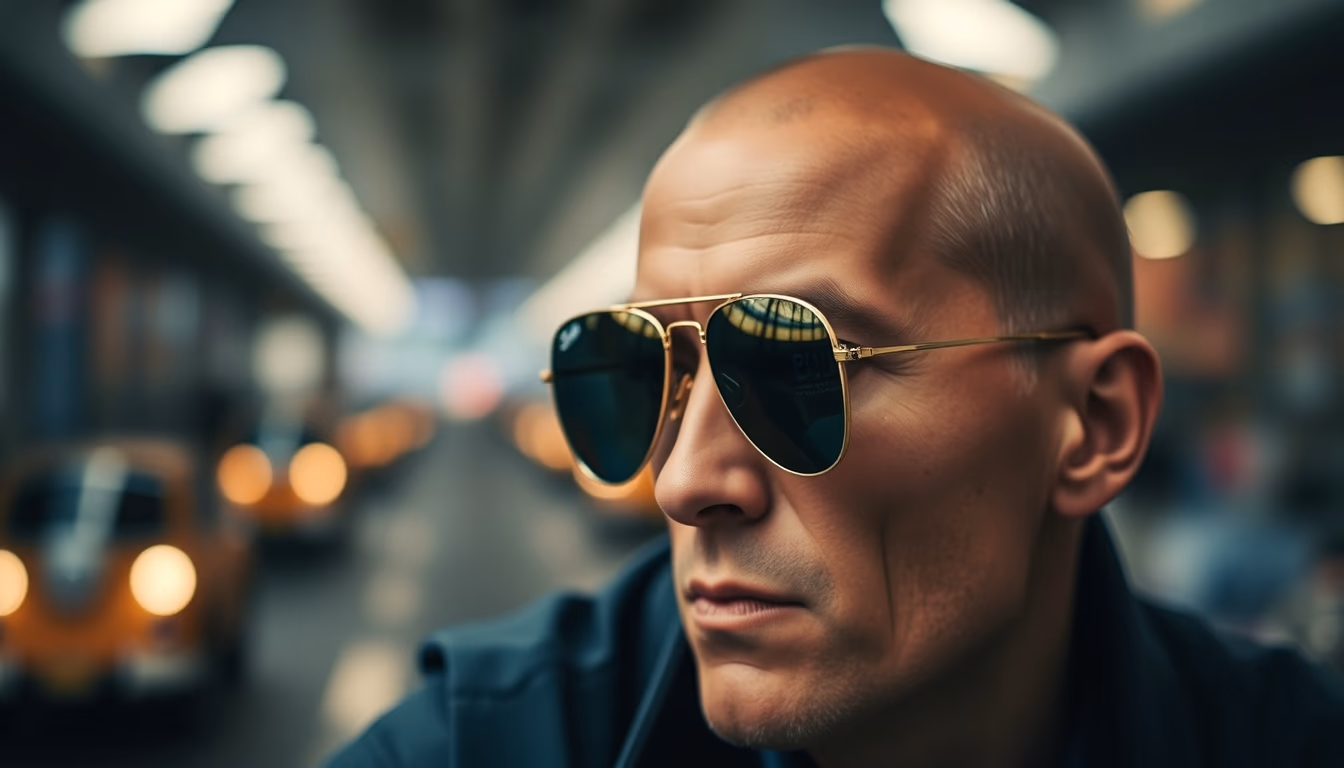 aviator gold ray ban in editorial style