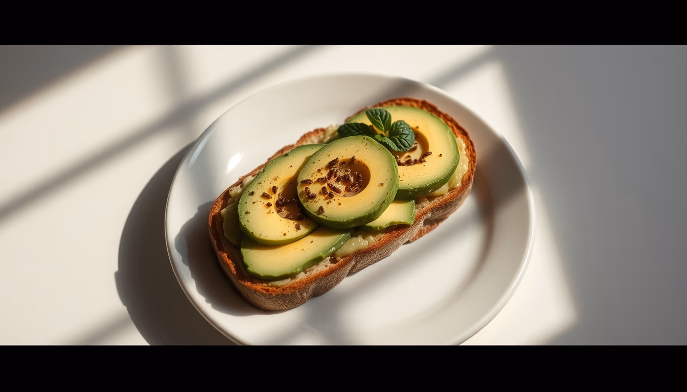 avocado toast minimalist in editorial style
