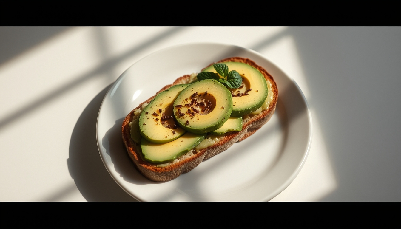avocado toast minimalist in editorial style