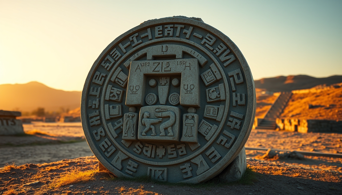 aztec calendar stone in editorial style