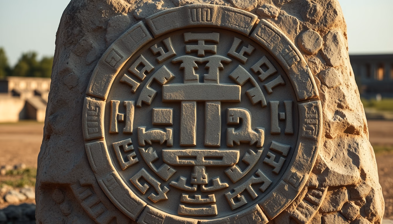 aztec calendar stone in editorial style