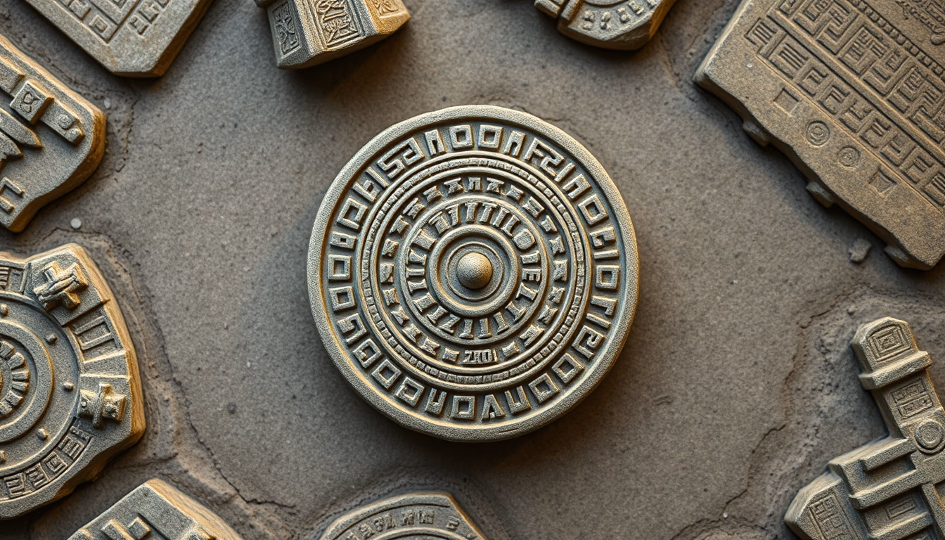 aztec calendar stone in editorial style