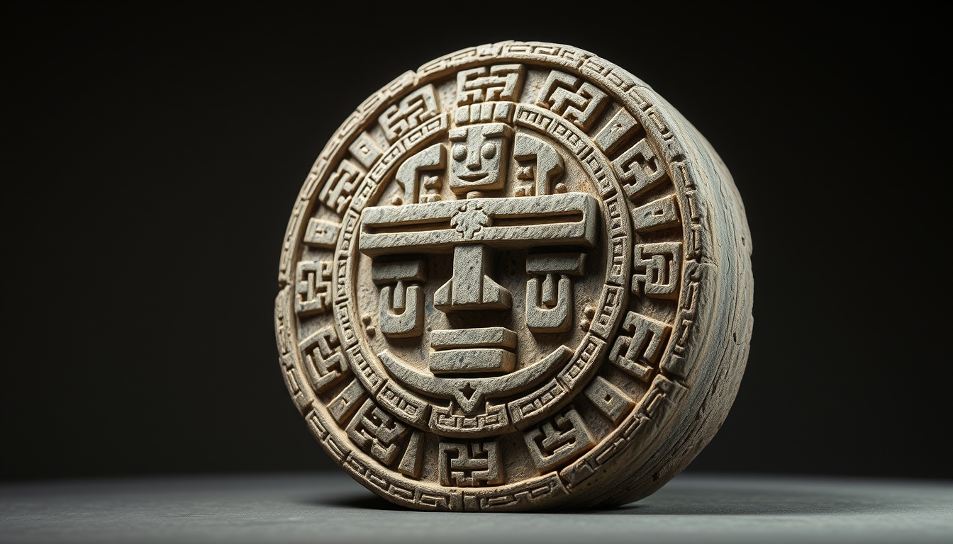 aztec calendar stone in editorial style