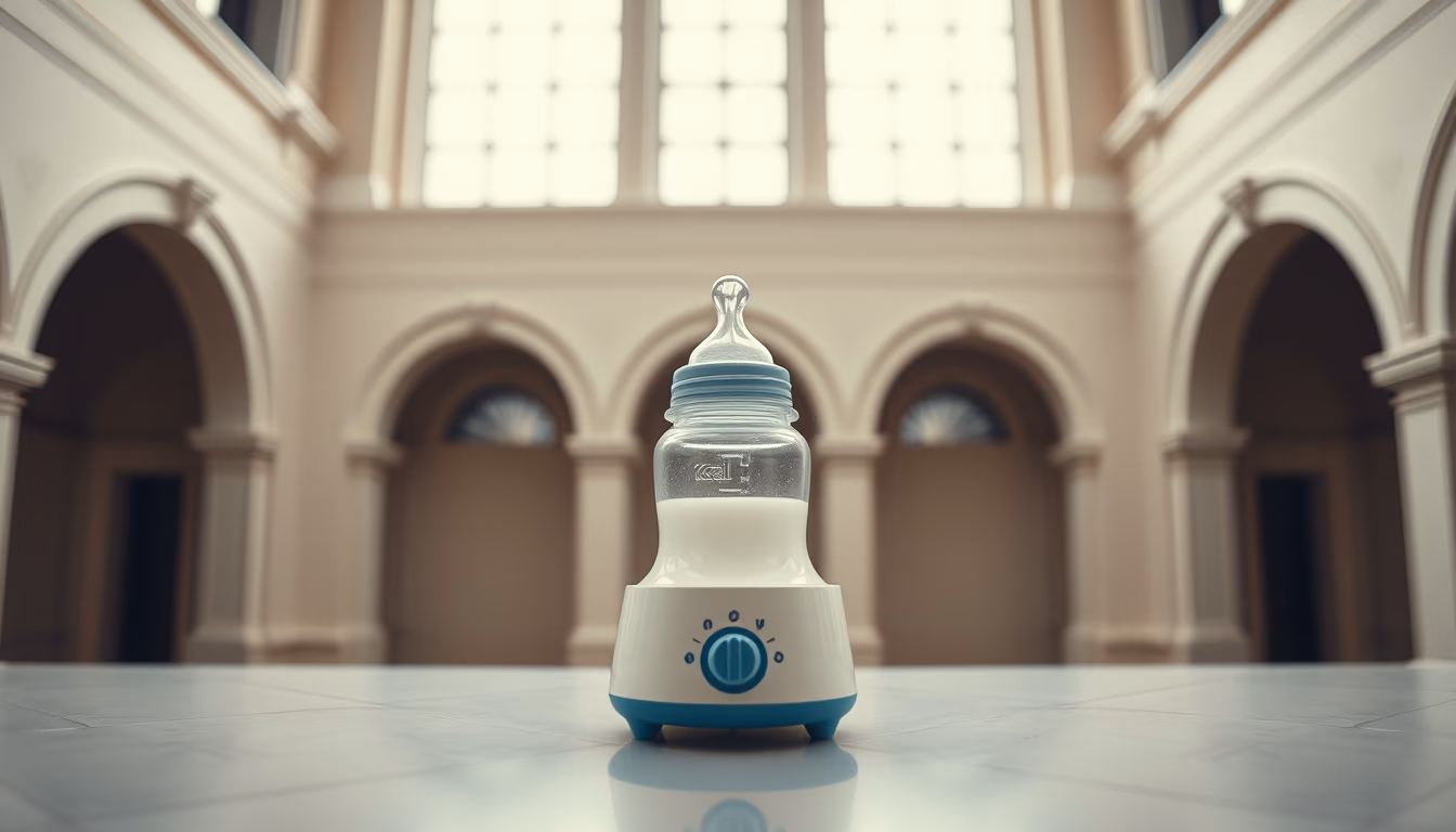 baby bottle warmer in editorial style