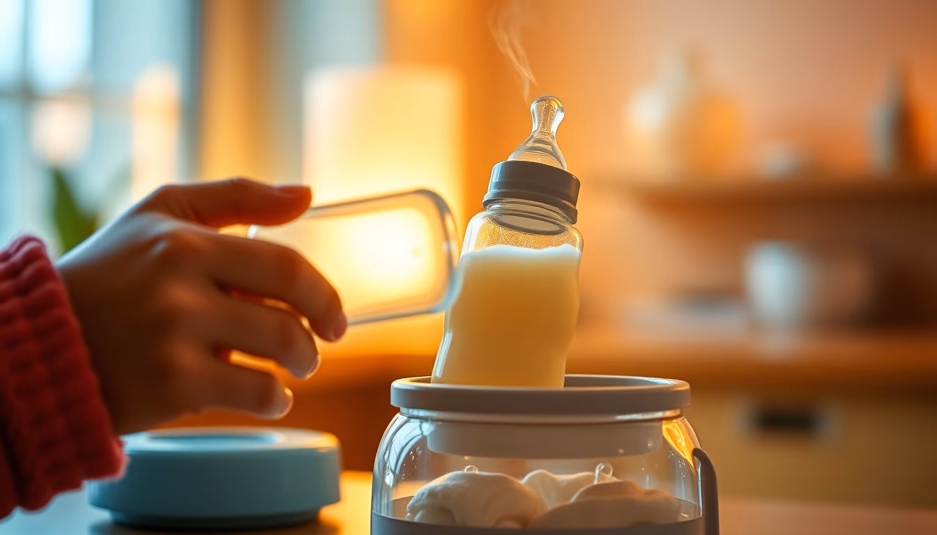 baby bottle warmer in editorial style