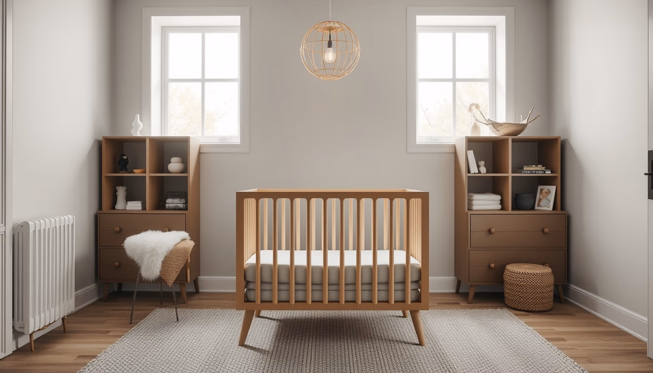baby crib minimal nursery in editorial style