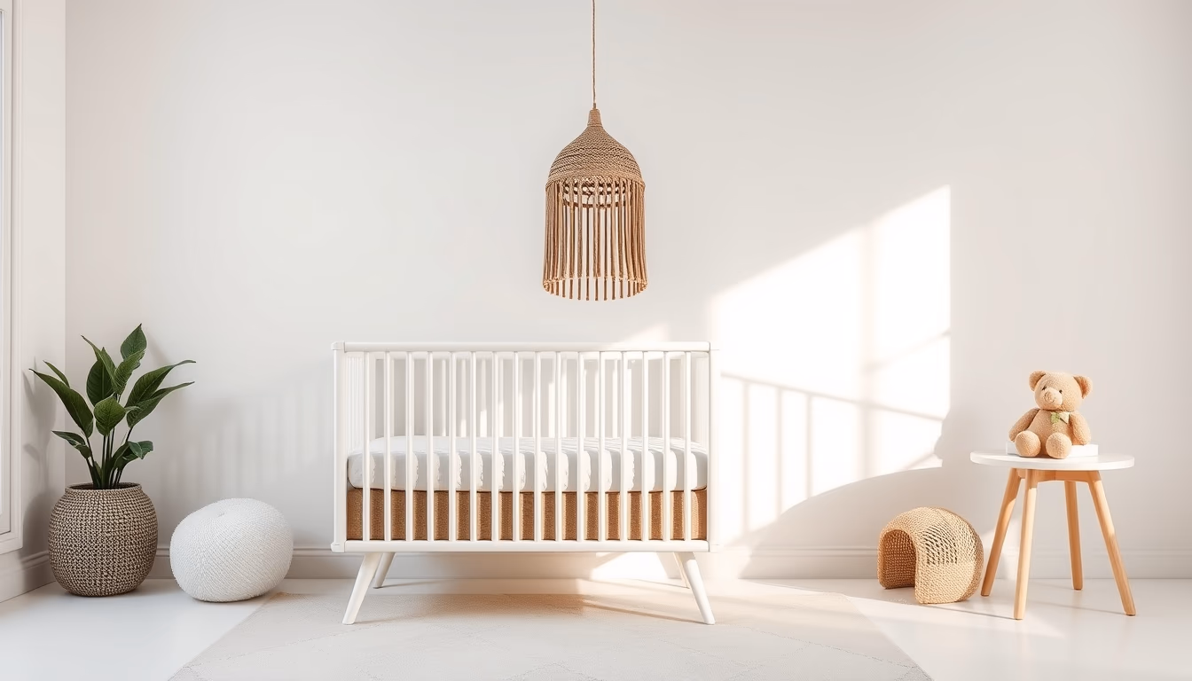 baby crib minimal nursery in editorial style