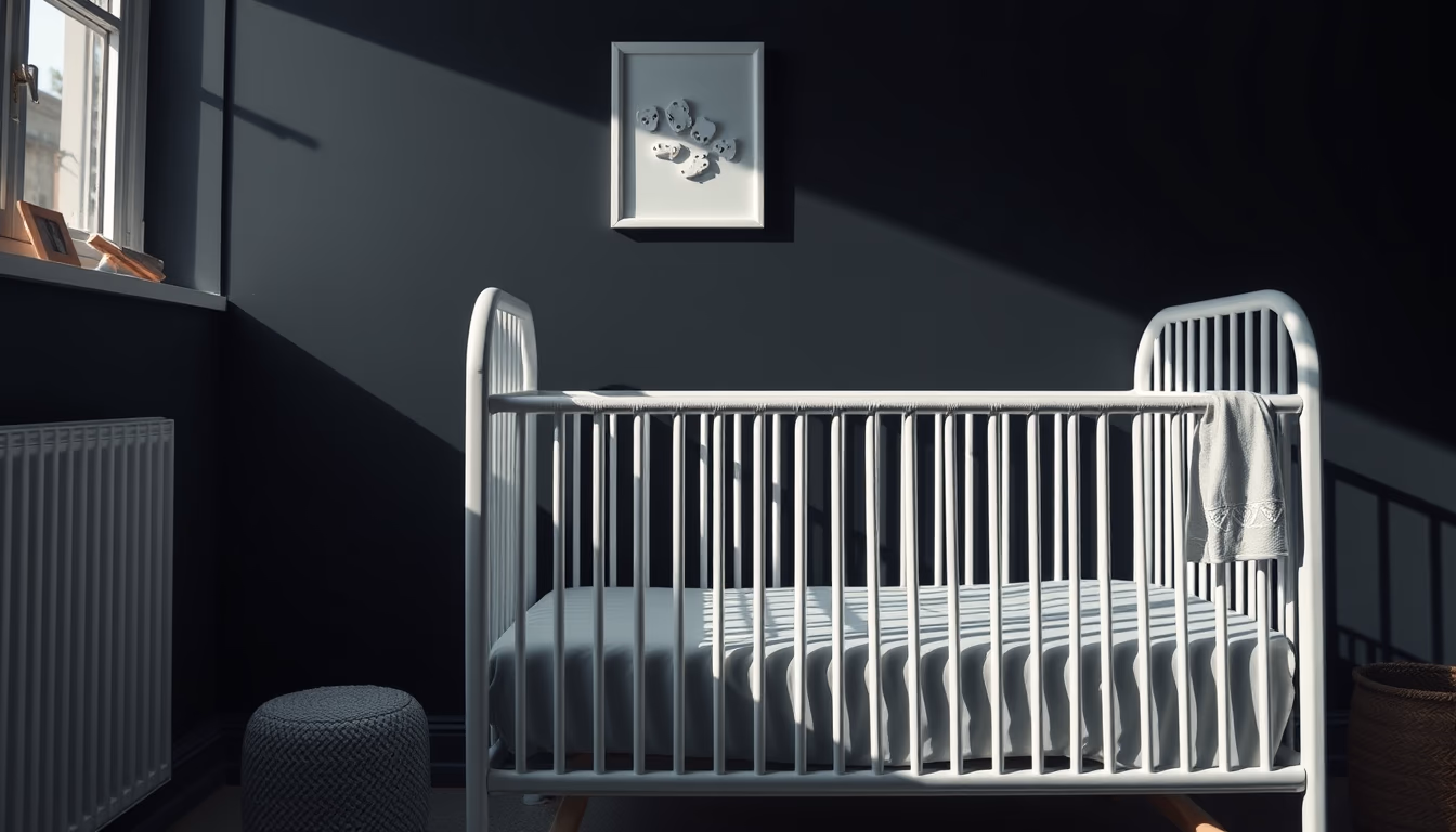 baby crib minimal nursery in editorial style
