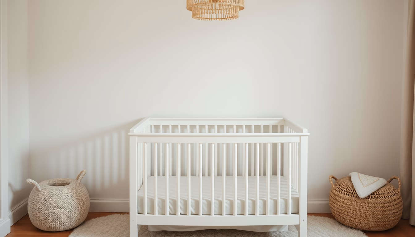 baby crib minimal nursery in editorial style