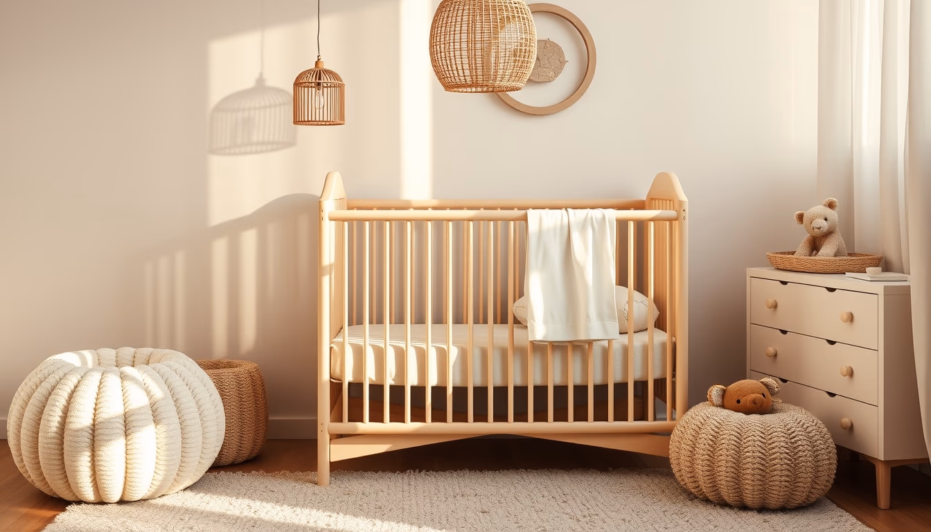 baby crib minimal nursery in editorial style
