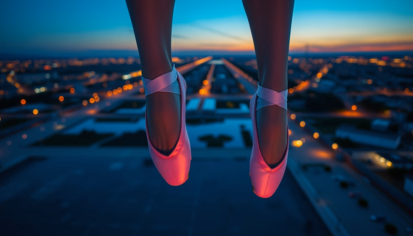 ballet shoes pointe pink in editorial style