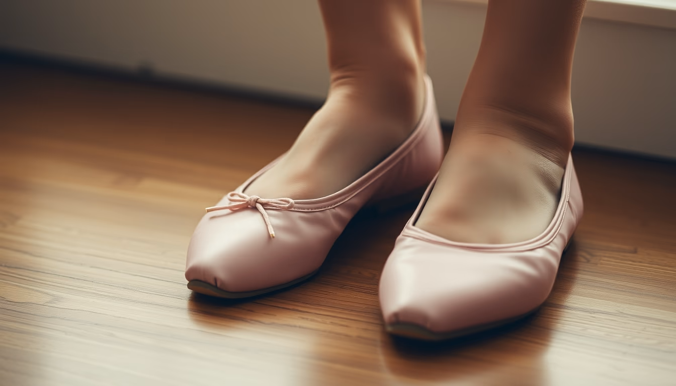 ballet shoes pointe pink in editorial style