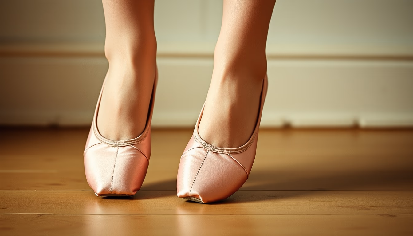 ballet shoes pointe pink in editorial style