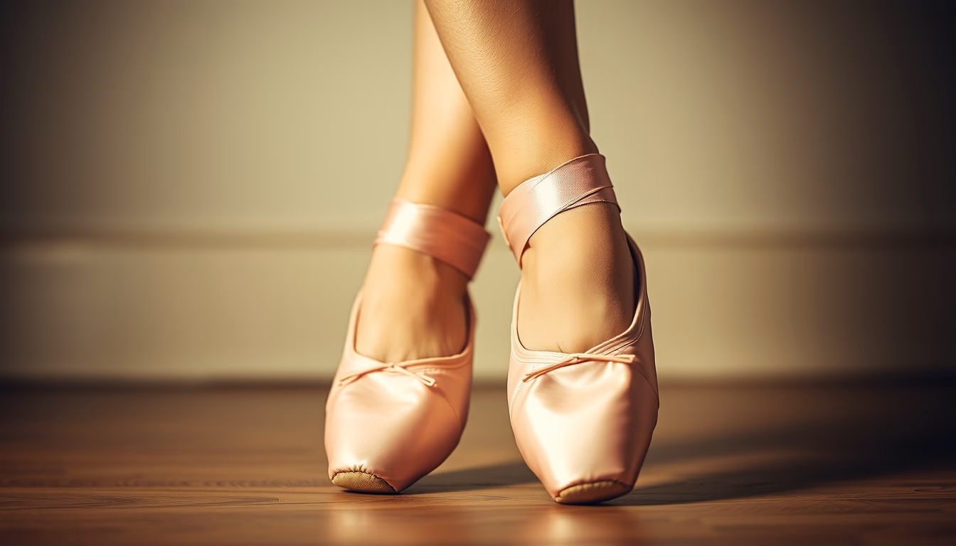 ballet shoes pointe pink in editorial style