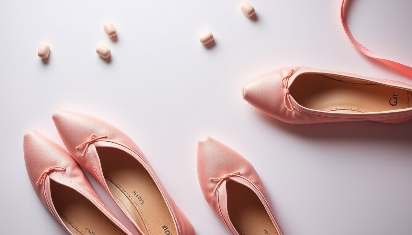 ballet shoes pointe pink in editorial style