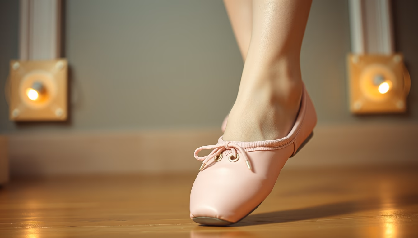 ballet shoes pointe pink in editorial style