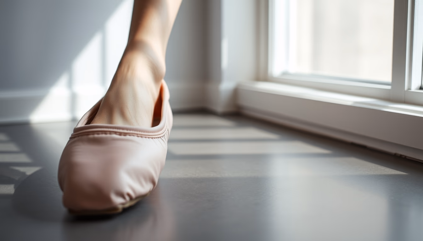 ballet shoes pointe pink in editorial style