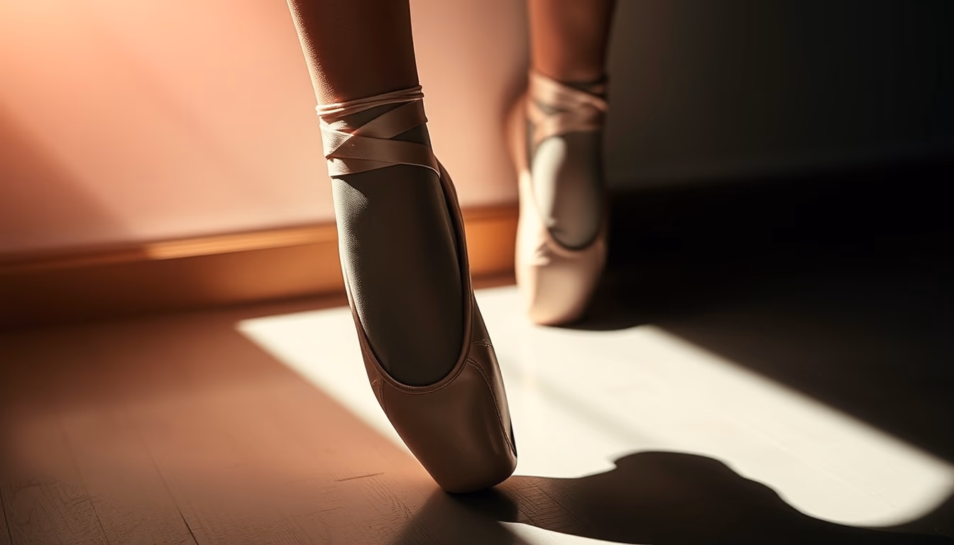 ballet shoes pointe pink in editorial style