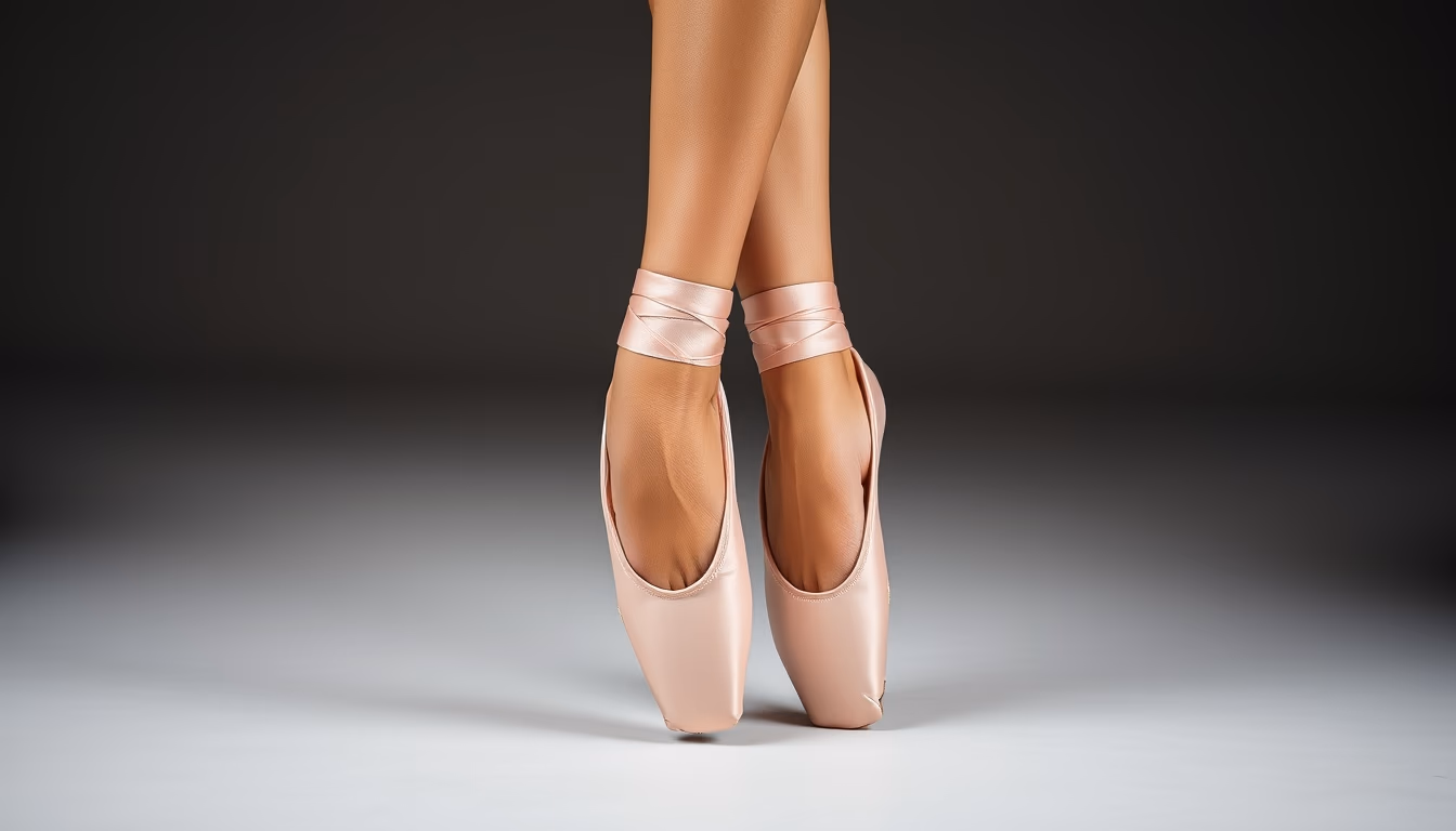 ballet shoes pointe pink in editorial style