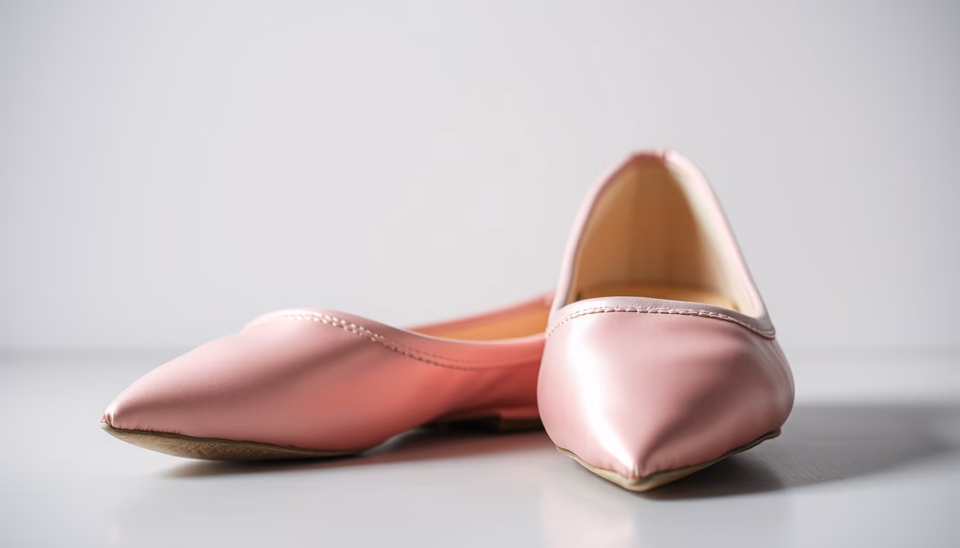 ballet shoes pointe pink in editorial style