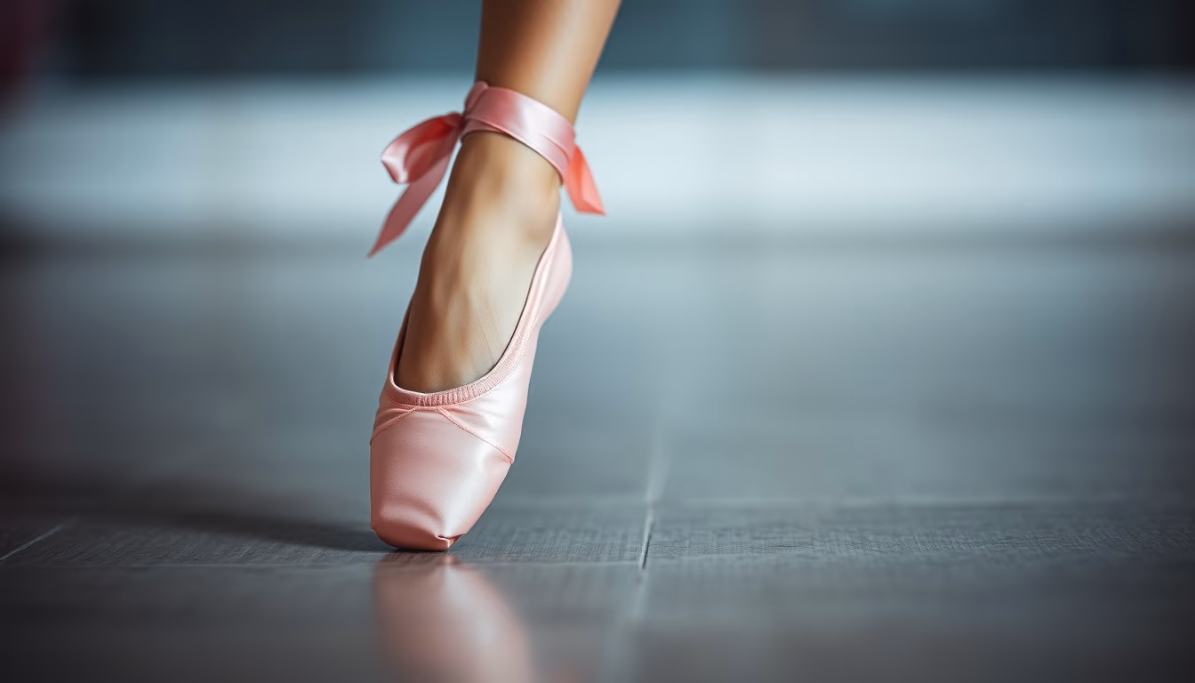 ballet shoes pointe pink in editorial style