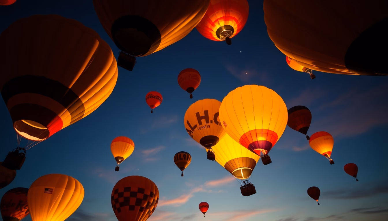 balloons colorful sky in editorial style