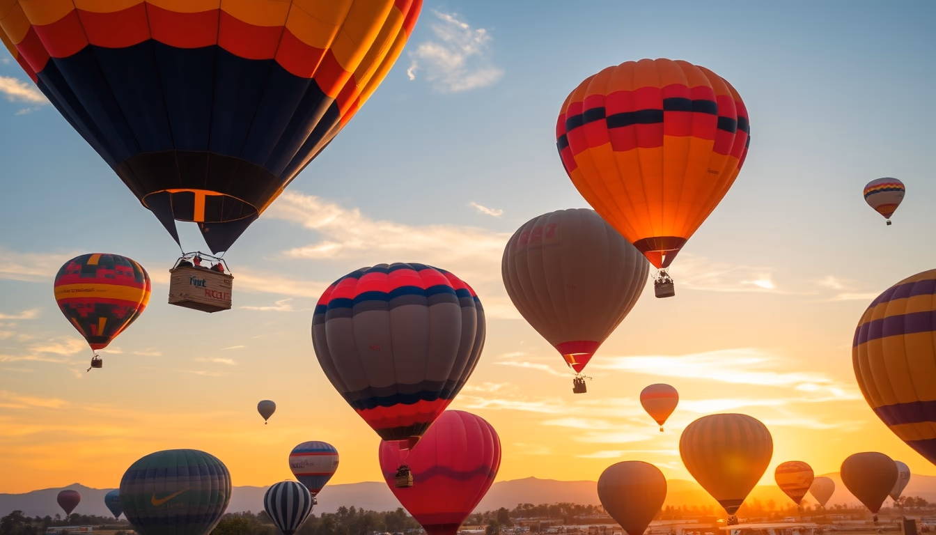 balloons colorful sky in editorial style