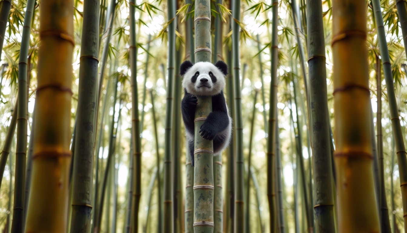 bamboo forest panda in editorial style