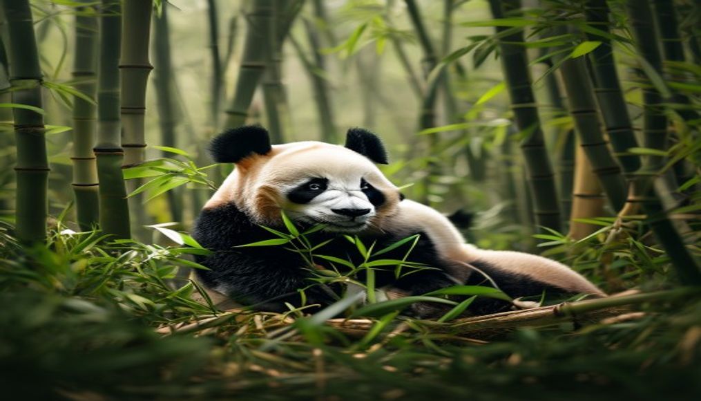 bamboo forest panda in editorial style