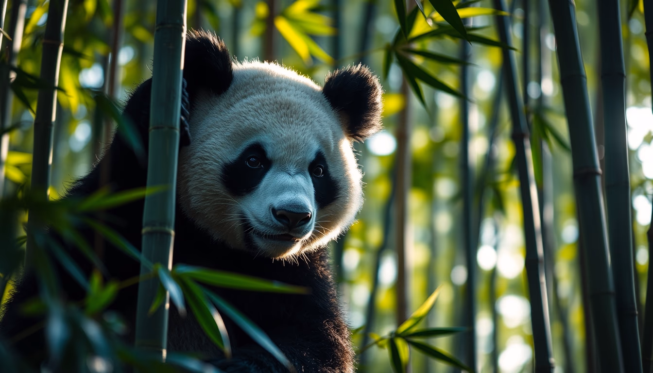 bamboo forest panda in editorial style